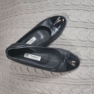 Vintage Black Patton Leather Putiny Flats